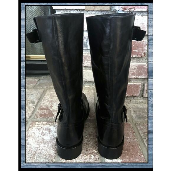 Free People Black Leather Two Buckle Ride Or Die Engineer Boots Size 8.5298 - Picture 4 of 8